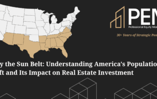 US map highlighting Sun Belt states showing population migration patterns for real estate investment analysis