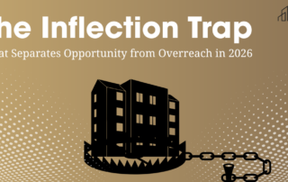 Hero image for Paul Mashni's 13th blog, "The Inflection Trap", depicting an apartment inside a bear trap for symbolism.